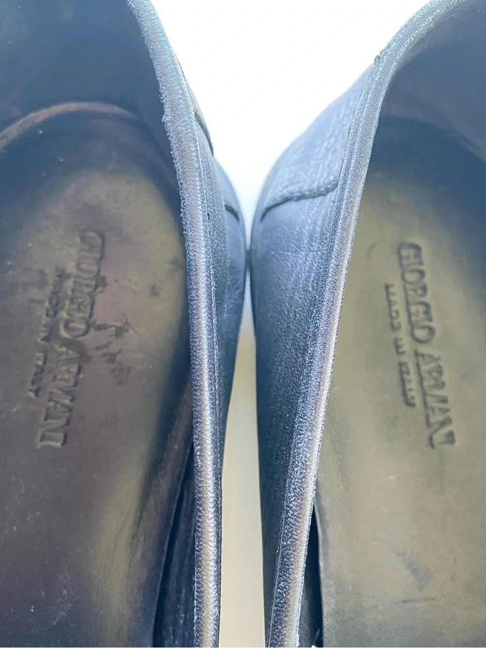 Giorgio Armani Black Braided Logo Leather Slip-Ons